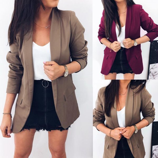 

autumn women jacket ladies streetwear casual outwear coats elegant simple office blazer suits blazers and jackets, White;black