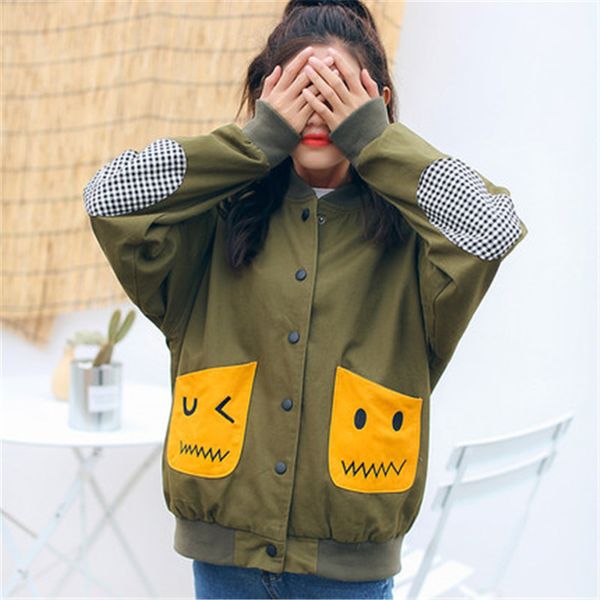 

2019 new korean harajuku jacket female spring autumn bf loose girls wild jackets baseball uniform coats for women v712, Black;brown