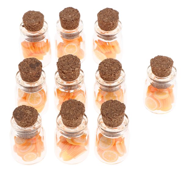 

10 pieces miniature jars model for 1/12 dollhouse decoration - orange chips