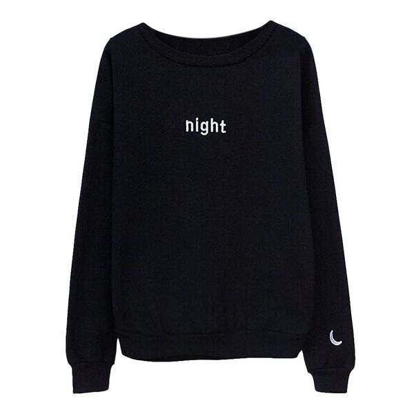 

sudaderas mujer harajuku письма день ночь вышитая толстовка женщин с длинным рукавом балахон свободные женщины толстовки толстовки, Black