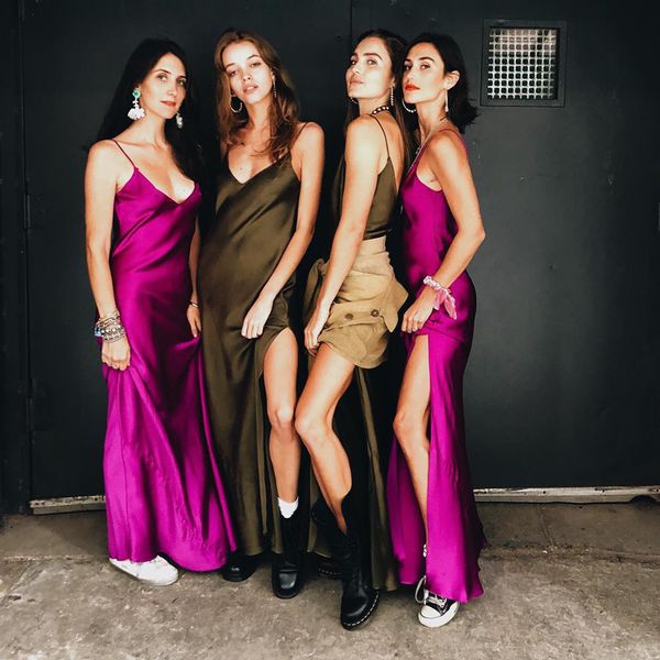 

2019 Sexy Club Women Dress Red Black Purple Blue Satin Silky Fabrics V-neck New Lady Slip Backless Long Dress Halter Top Ladies