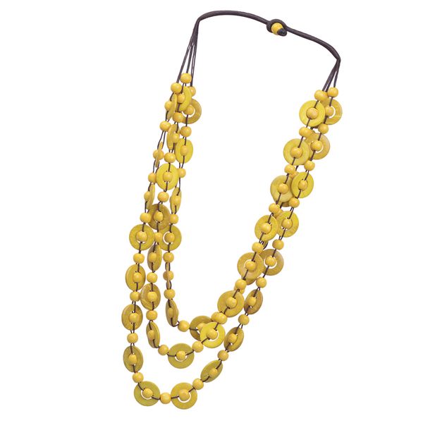 

handmade layers wood coin beads strand statement necklace for women chunky collar, Silver