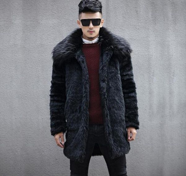 

autumn faux mink leather jacket mens big fur collar winter thicken warm fur leather coat men slim jackets fashion black