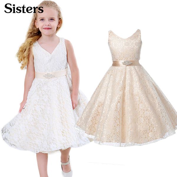 

sisrers girls party wear одежда для детей лето без рукавов кружева принцесса свадебное платье девушки подросток ну вечернее платье y200317, Red;yellow