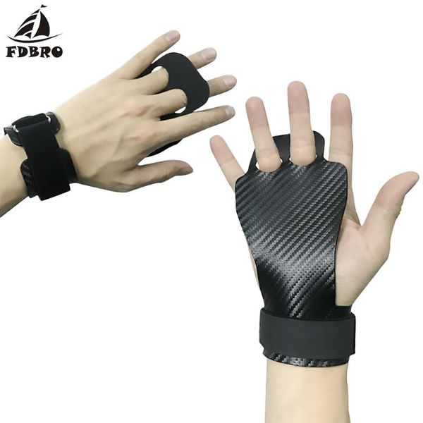 

fdbro fitness crossfit pull ups training kettlebells gym wrist support gym gloves non-slip 2 hole polyester palm grip protection