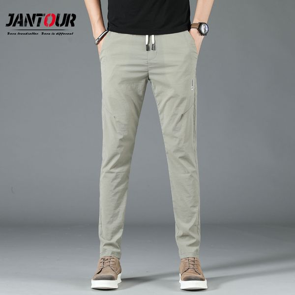 

men's pants comfortable summer men breathable classic fashion slim fit thin casual male trousers mens brand clothing, Black