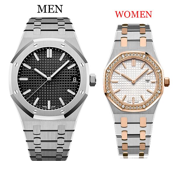 

luxury mens watches 42/33mm full stainless steel strap gold watch luminous wristwatch sapphire designer watches montre de luxe, Slivery;brown