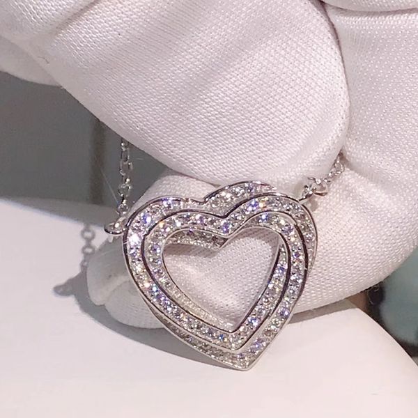 

tshou12 tiff 925 sterling silver heart clavicle chain short girl gift jewelry