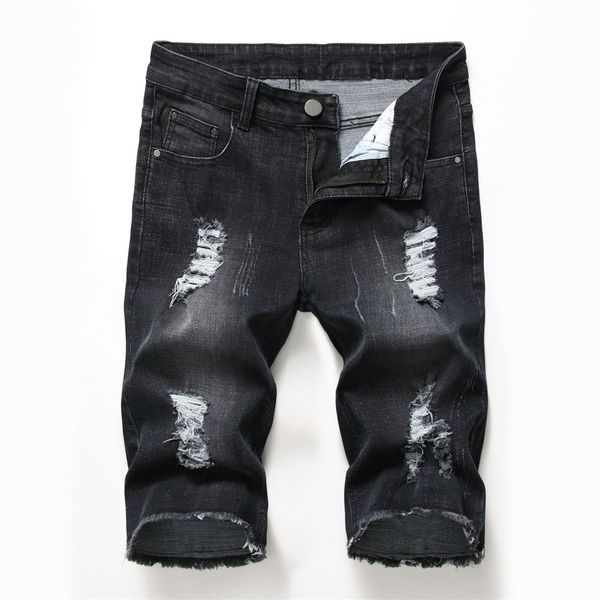 

2019 summer new men's stretch short jeans bermuda praia casual slim fit high quality elastic denim shorts male brand clothes, Blue