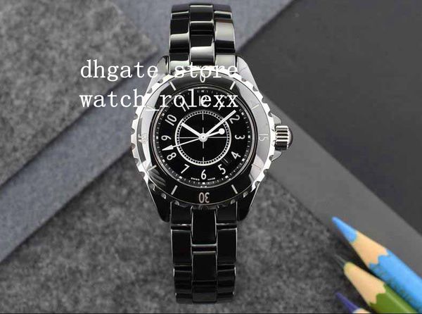 

women's luxury watches sport watches quartz chronograph high-tech black ceramic material 33mm sport watches, Slivery;brown