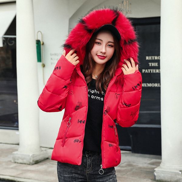 

cotton-padded clothes women's short 2019 winter new style korean-style hooded coat small cotton-padded jacket women's slim fit d, Blue;black
