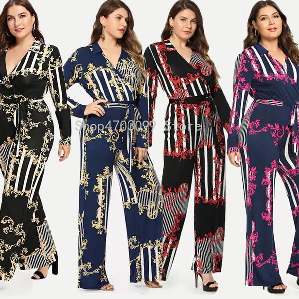 

party plus size 3xl bodysuit women full sleeve playsuit jumper bodycon jumpsuit printed sashes beach femme clothing, Black;white