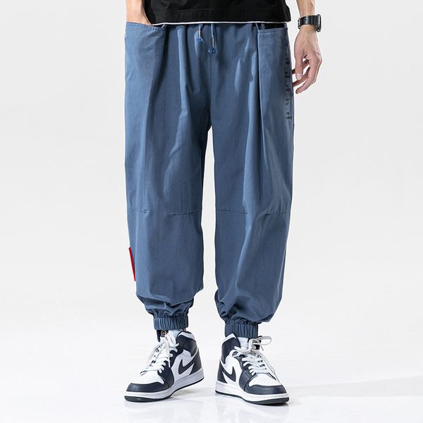 

2020 spring summer loose casual pant men elastic waist ankle-length harem pant men sweatpants street wear, Black