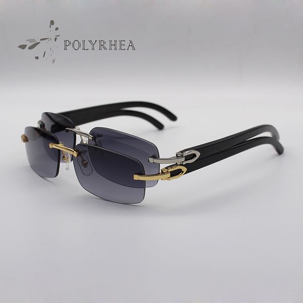 

luxury sunglasses natural buffalo horn glasses men women rimless brand designer black with original packaging box cases, White;black
