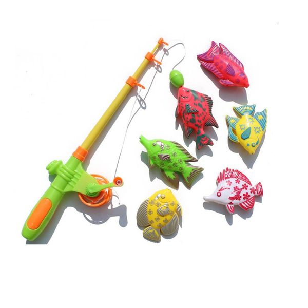 

creative 7 pieces magnetic fishing toy set baby learning fishing education set 1 pole 6 magnetic fish for little boys & girls