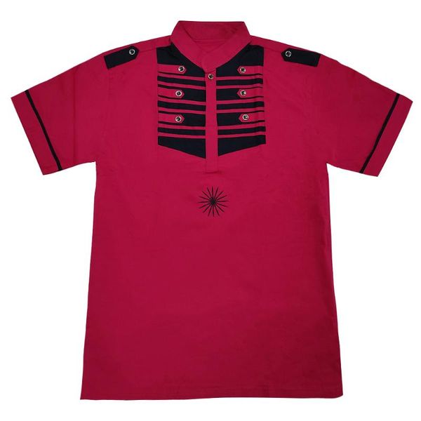 

2020 africa button decoration t-shirt for male summer wearing men dashiki bazin embroidery african clothes, Red