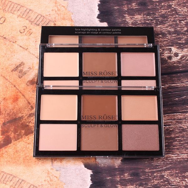 

miss rose concealer face highlighter palette 6 color/set glow highlight palette powder conturing makeup for female