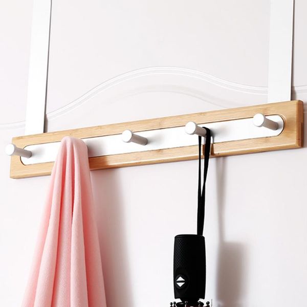 

kitchen nail storage door hook home organizer bamboo towels rack rear heavy duty traceless bedroom coat durable
