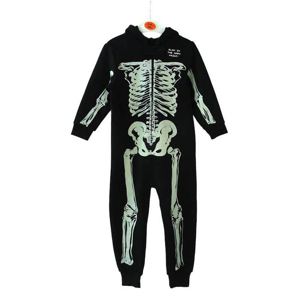Newborn Baby Boy Halloween Romper Hooded Hoodies Skull Skeleton Jumpsuit Costume