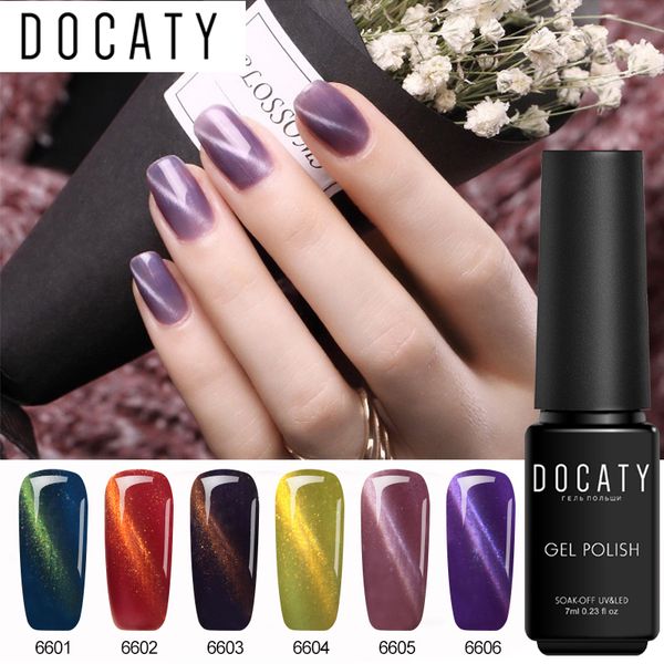 

docaty 7 ml luckly lacquer professional 5d cat eye soak off uv led nail polish long lasting nails gel magnetic gel varnish, Red;pink