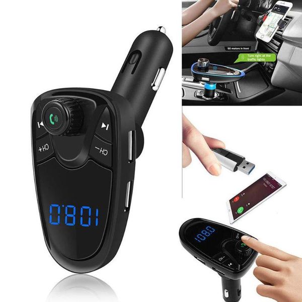 

wireless car mp3 player handscar kit fm transmitter 2.1a charger dual usb with led screen auto fm modulator