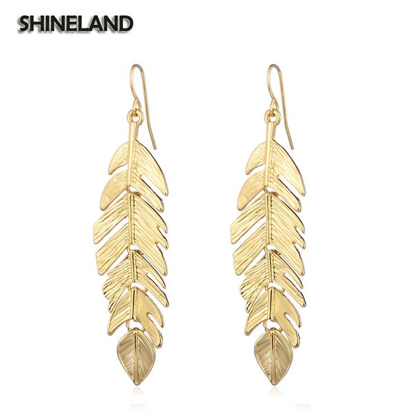 

shineland 1 pairs gold leaf vintage dangle earrings for women drop earrings for women jewelry brincos pendientes n40, Golden;silver