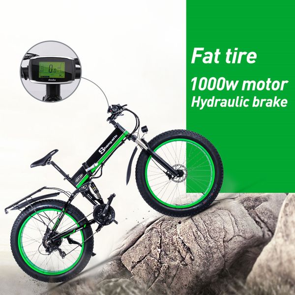 

1000w 48v electric bike fat tire folding scooter electric bicycle lithium battery electric bike ebike mountain snow bike, Silver;blue