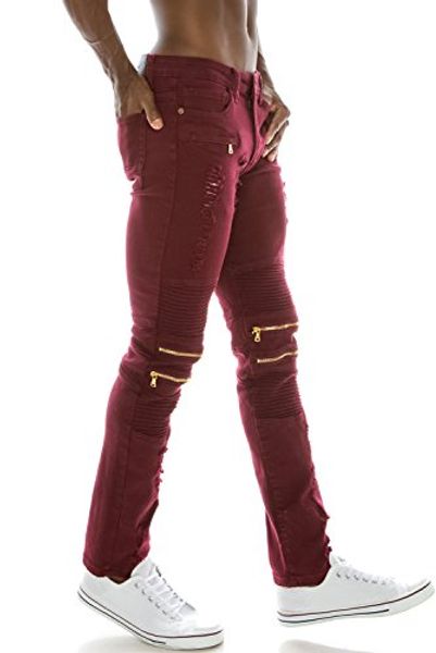 

jc distro mens hip hop slim straight fit stretch twill biker jeans, Blue