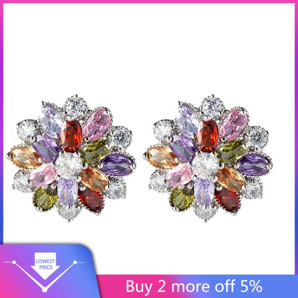 

2019 new earrings jewelry for women fashion rainbow color female ear clip popular oorbellen jewelry in europe and america #c11, Silver