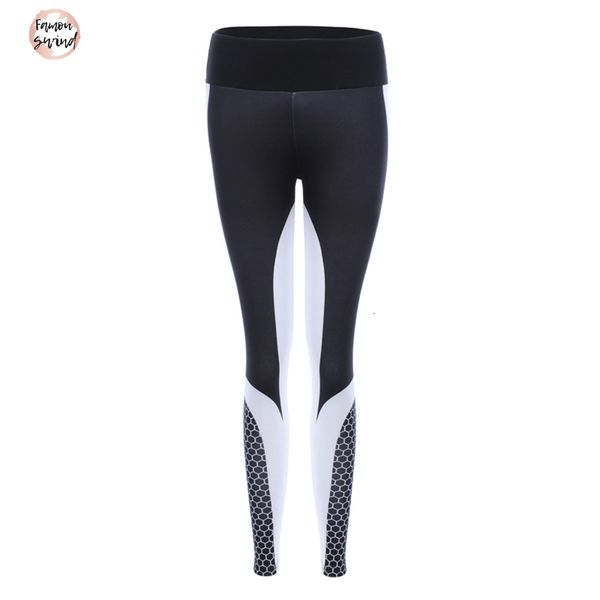 

pattern mesh печать леггинсы леггинсы фитнес женщины спортивные тонкий легинсы упругие твердые тренировки черный белый штаны пот брюки, Black