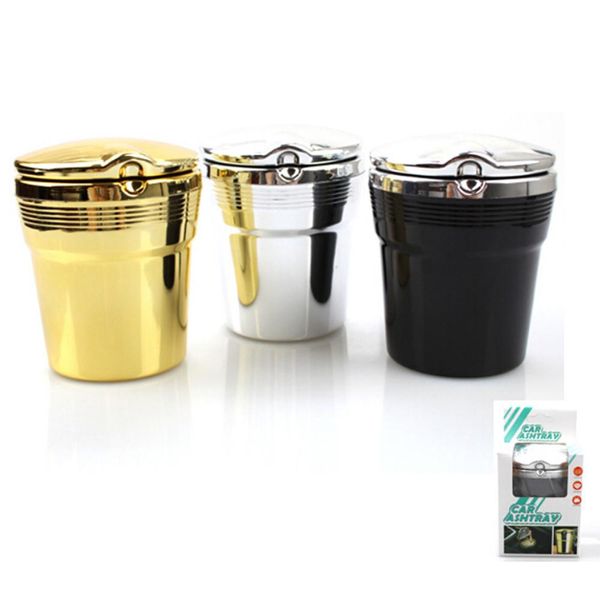 

portable stainless auto car cigarette ashtray ash blue led light smokeless stand cylinder cup holder