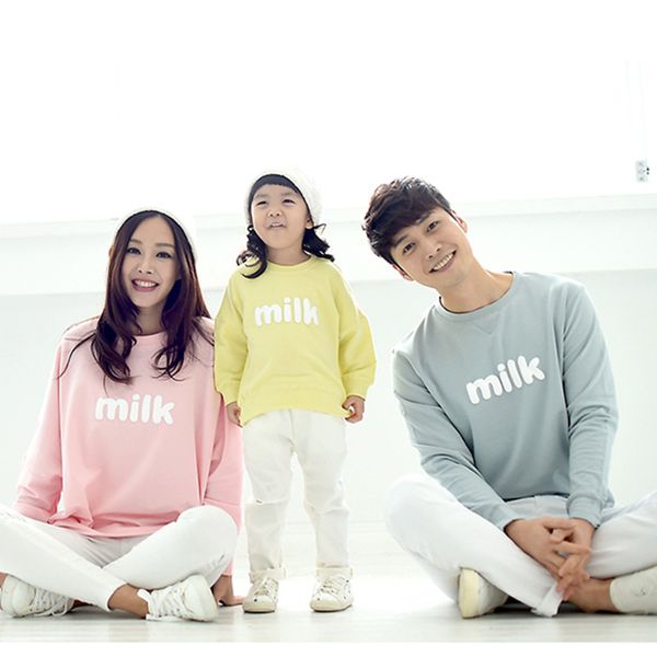 

family matching clothes autumn mommy and daughter matching sweater 2018 printing o-neck long-sleeved loose sweatshirt qz085, Blue