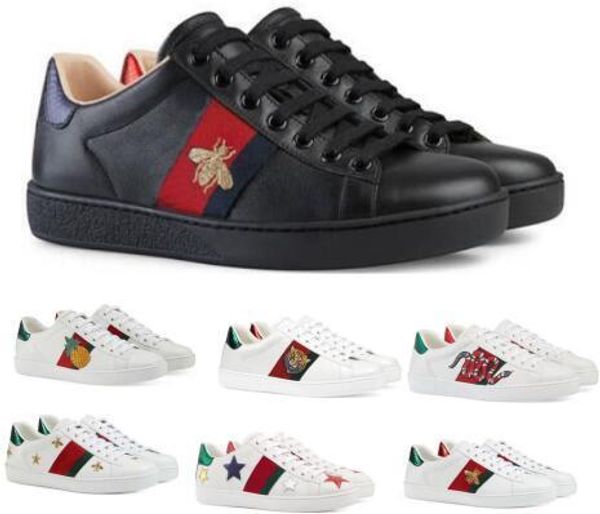 

luxury designer boat flats loafers casual shoes sneakers men women white low genuine leather python tiger bee flower embroidered shoe 35-45