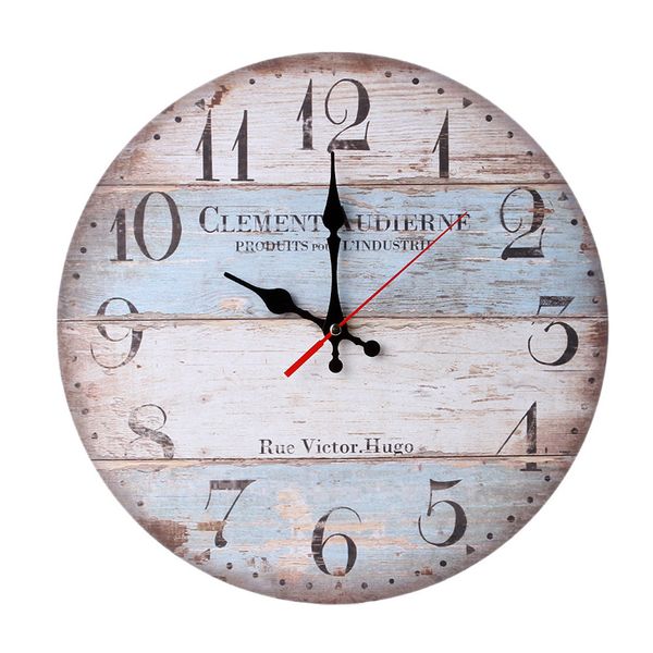 

retro silent battery operated numerals european style wooden round living room rustic wall clock quartz digital gift home decor