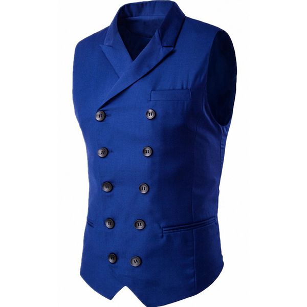 

stylish mens double breasted prom dress suits waistcoat formal business lapel vests for party slim fit groomsmen waistcoat vest, Black;white