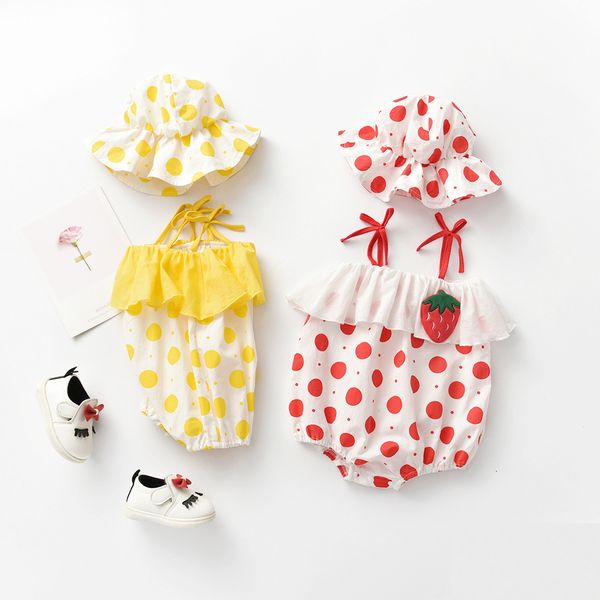 

baby clothing kids Sleeveless romper Strawberry Print 100% cotton baby romper + hat Baby & Kids Clothing