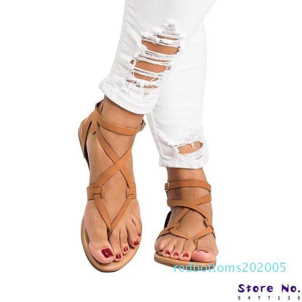 

flip flops gladiator sandals shoes beach cross summer sandals woman slip on flats casual women black brown shoes plus size 35-43 r05