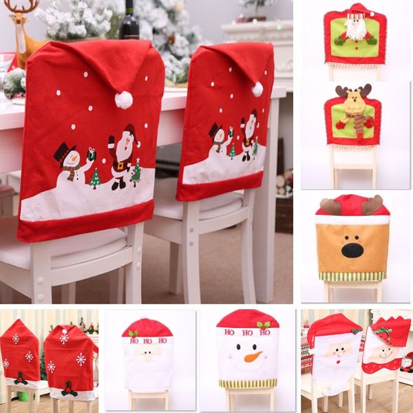 

christmas chair back cover decoration for santa claus elk reindeer snowflake home dinner table holiday decoration supplies fa2280