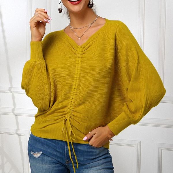 

lace up knitting pullover fashion autumn winter sweater women chic pink v-neck knit slim jumper pull femme, White;black