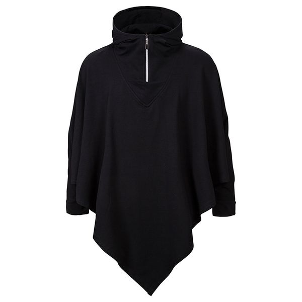 

black zipper casual hooded cloak capes coat 2019 brand harajuku hip hop hoodie men streetwear casual mens hoodies sweatshirts