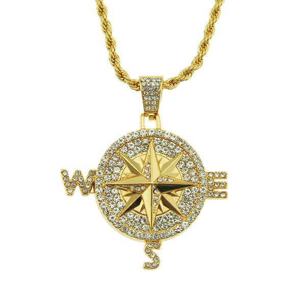 

2020 designer necklace european and american hip-hop punk compass men's pendant necklace pendant personality street fashion jewelry, Black