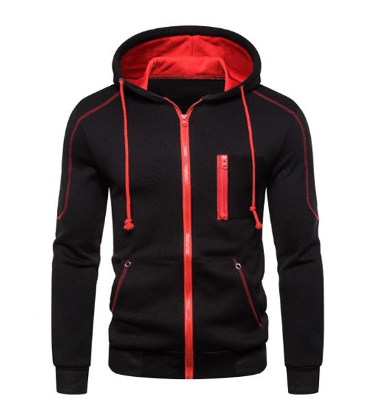 

2019 new trend men's casual cardigan hoodie solid color, Black