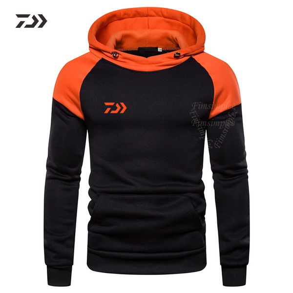 

autumn winter fishing clothing contrast color hooded sweatshirt men outdoor clothing pocket sportswear fishing jacket