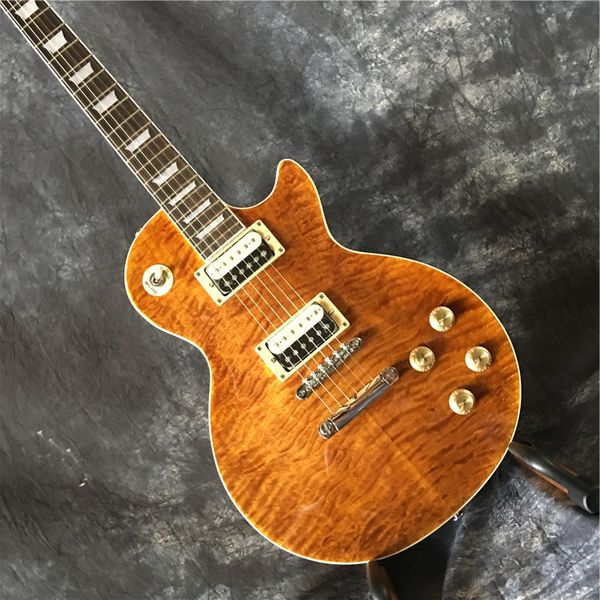 

жесткий бокс fingerboar розовый и коричневый тигр клен клен слэш аппетит природный стандарт lp гитара красного дерева. настоящая фотосессия