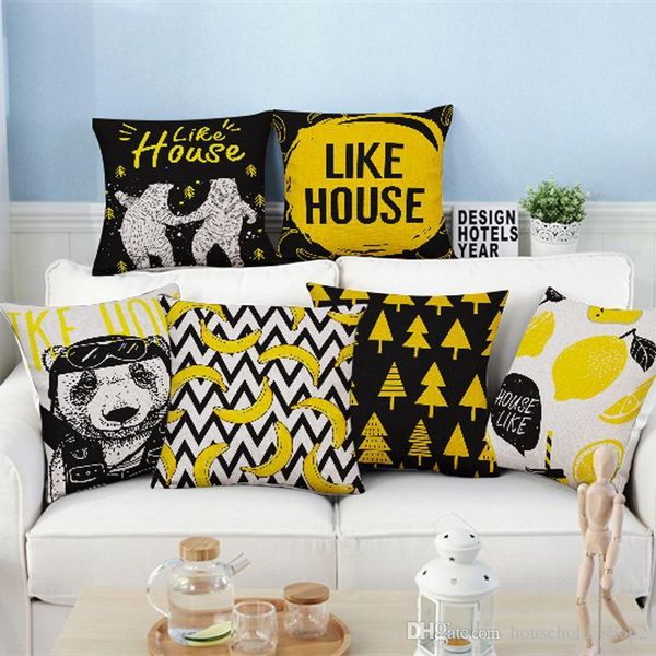 

2018 simple nordic pillow case linen cotton multi pattern cushion cover pillow case home living room bedroom decorative supplies