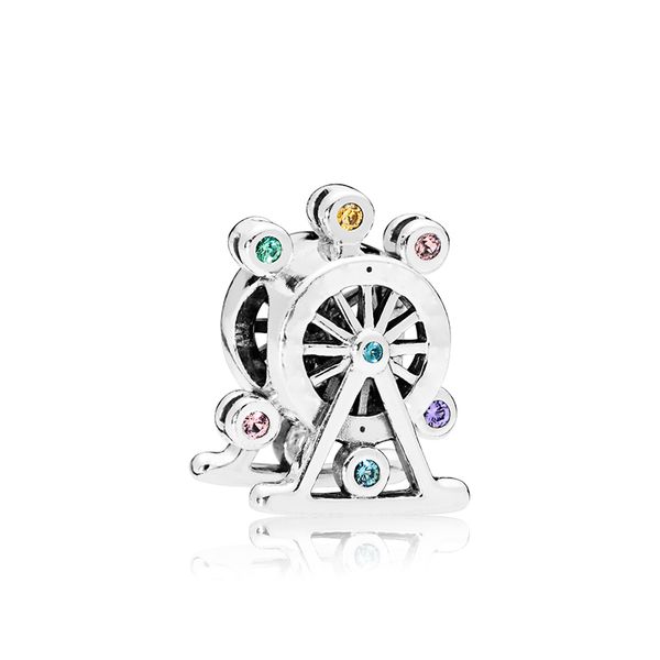 Autêntico 925 Sterling Silver Color CZ diamante Ferris Wheel Charms Original caixa para Pandora Bead Charms para acessórios de fabricação de joias