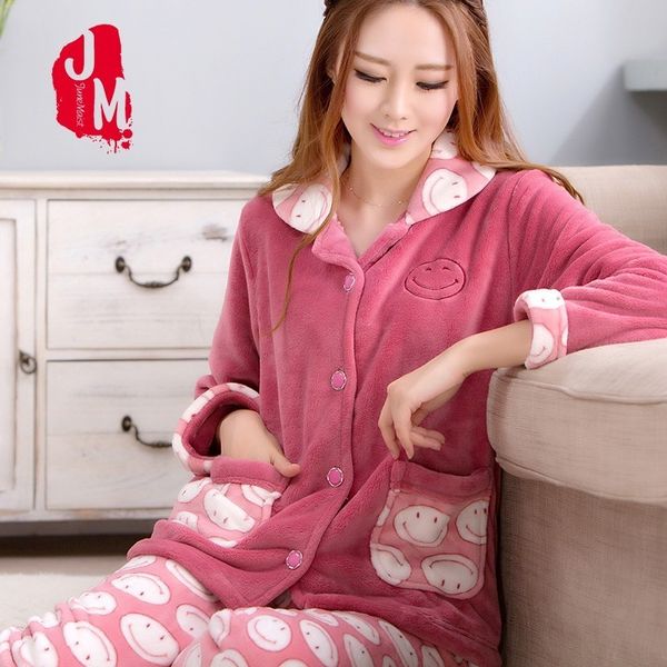 

warm pyjamas women winter flannel women pajamas sets soft pajamas female winter cartoon pijamas woman long sleevs print homewear, Blue;gray