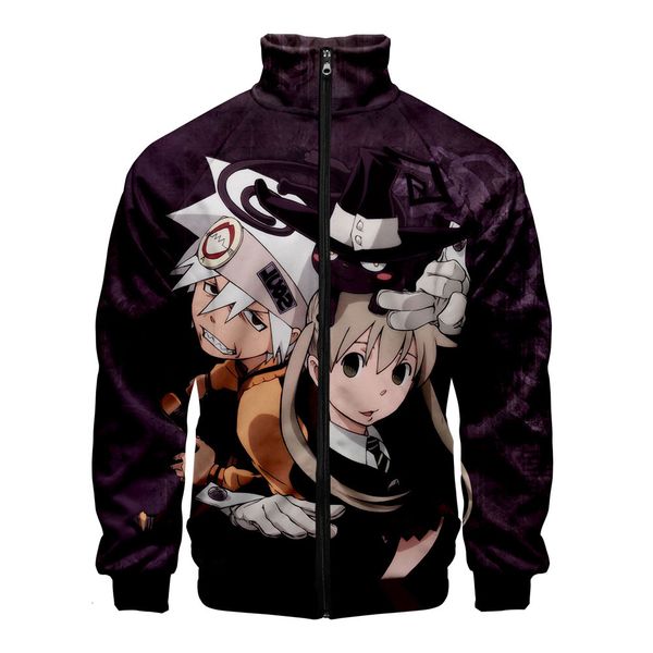 

soul-eater shirt 2019 3d stand collar zipper jacket sweater t shirts, Black