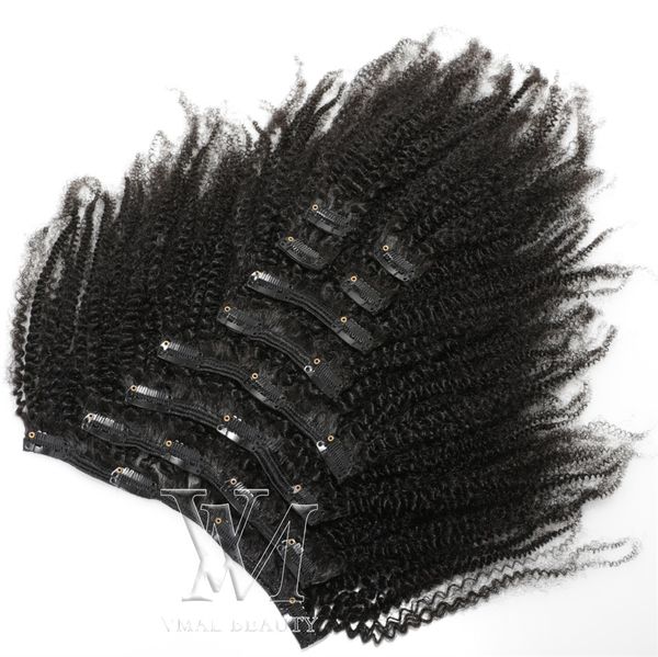 

burmese virgin remy hair 3c 4a 4b 4c natural color 140g afro kinky curly clip in human hair extensions, Black