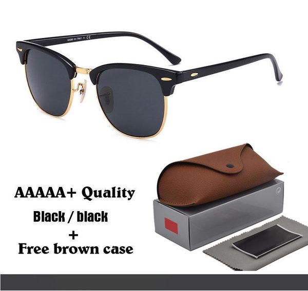 

glass lens brand designer fashion men and women sunglasses uv400 protection sport vintage sun glasses with brown box, White;black
